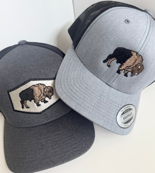 Embroidered Bison SnapBack Hat