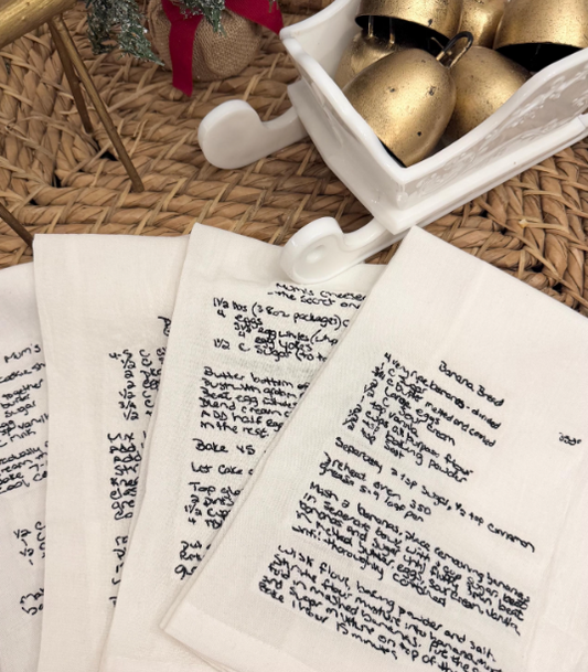 Hand-writing Embroidered Recipe Tea Towels