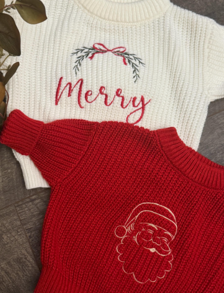 Toddler and Baby Embroidered Christmas Sweater